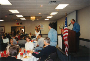 GRUW's 2001-02 Campaign Chair, Dave Trapp, addresses Kick-Off Breakfast attendees on September 12, 2001.