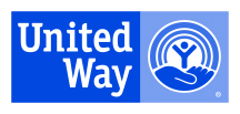 United Way lock-up logo in one-color blue spot color profile