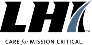 Logistics Health Incorporated - L H I logo with "care for mission critical" tag below letters